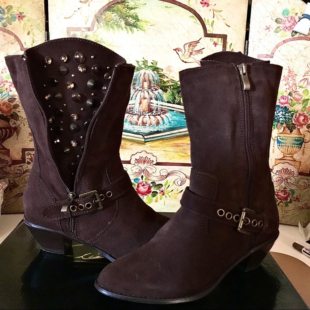 Diane Gilman Brown Suede Leather Boots